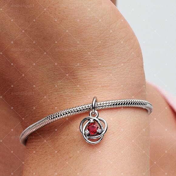 Pandora True Red Eternity Circle Dangle Charm - Picture 4 of 6